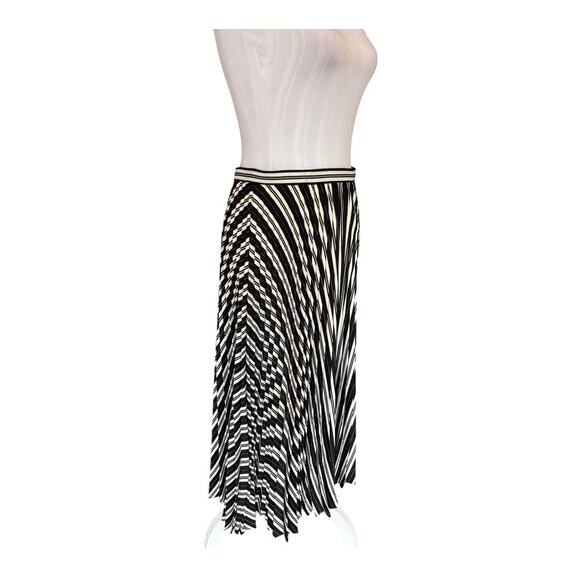 Club Monaco Black & Cream Midi Pleated Skirt Size 4 - Picture 2 of 3